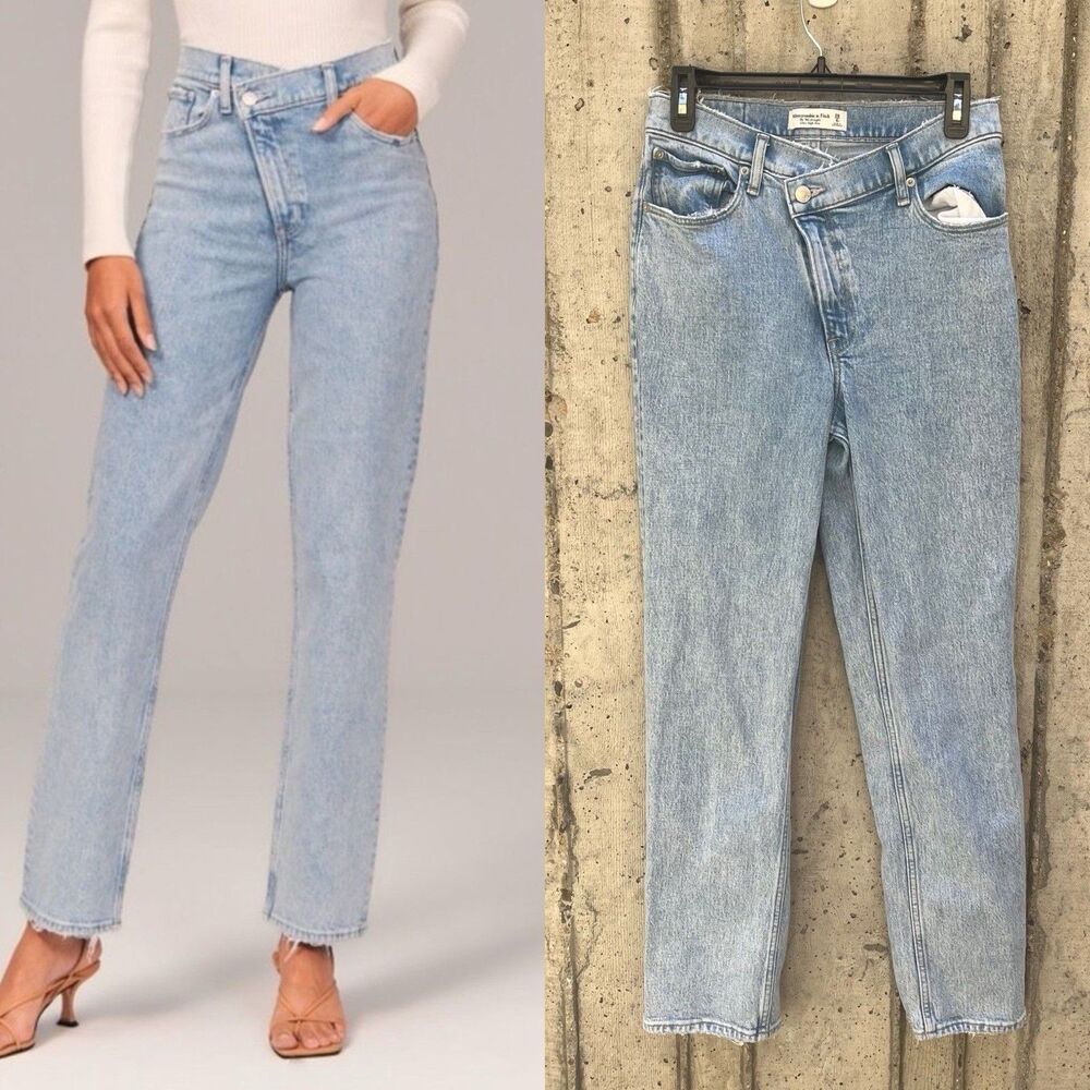 Ultra High Rise 90s Straight Jean Criss Cross Waist Parisian Model Off Duty 28